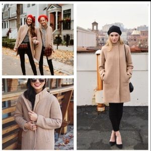 J Crew Wool Coat Cocoon Stadium Cloth in Camel Tan